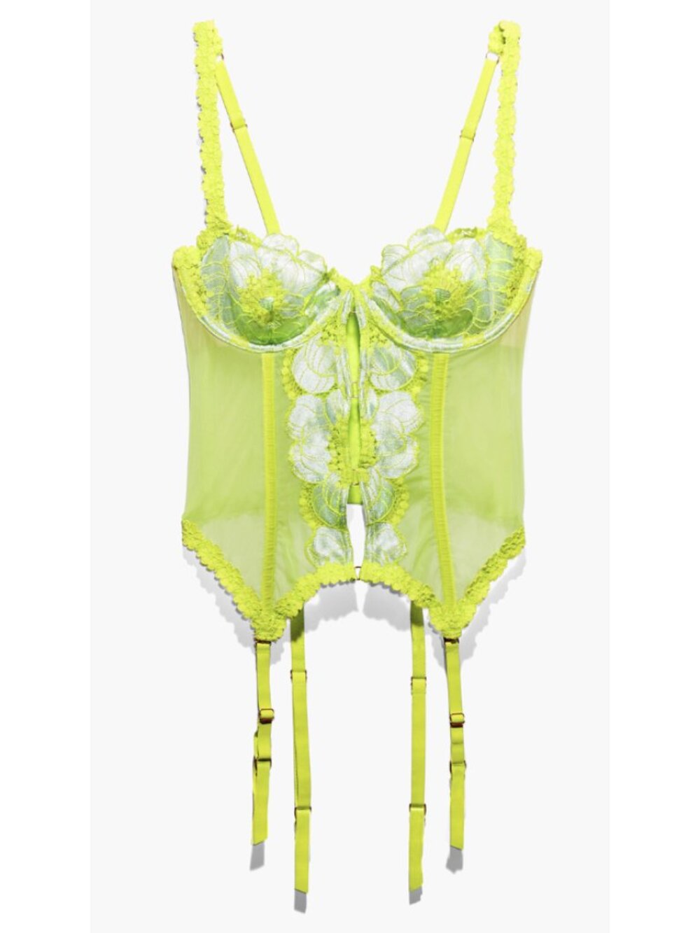 SAVAGE X FENTY Perfect Poppies Lace Bustier with Garter Seashell Blue Lace